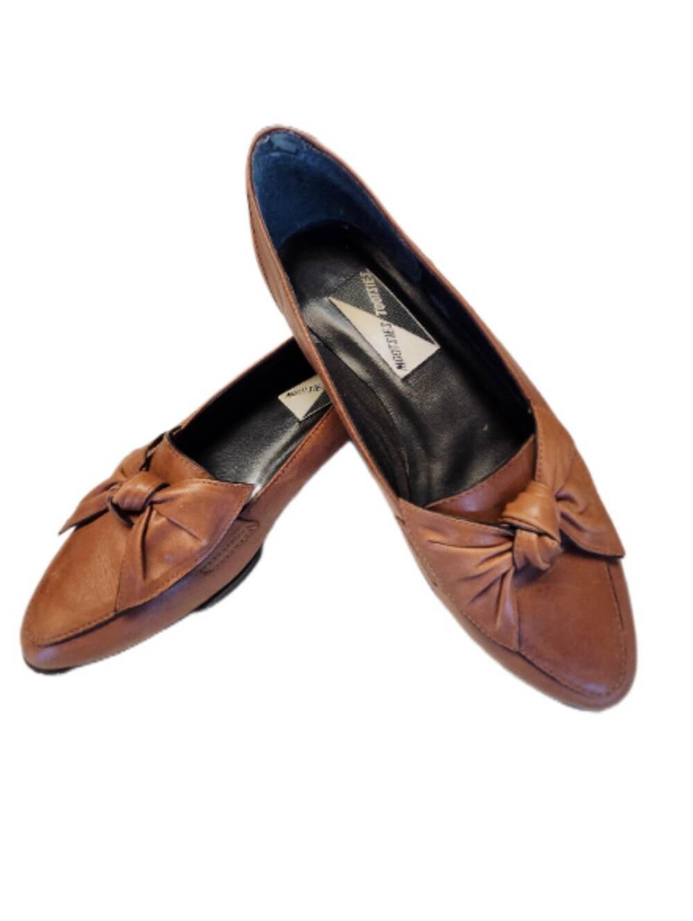 Mootsies Tootsies Brown Leather Pointed Toe Loafers W/ Bow Detail 8.5